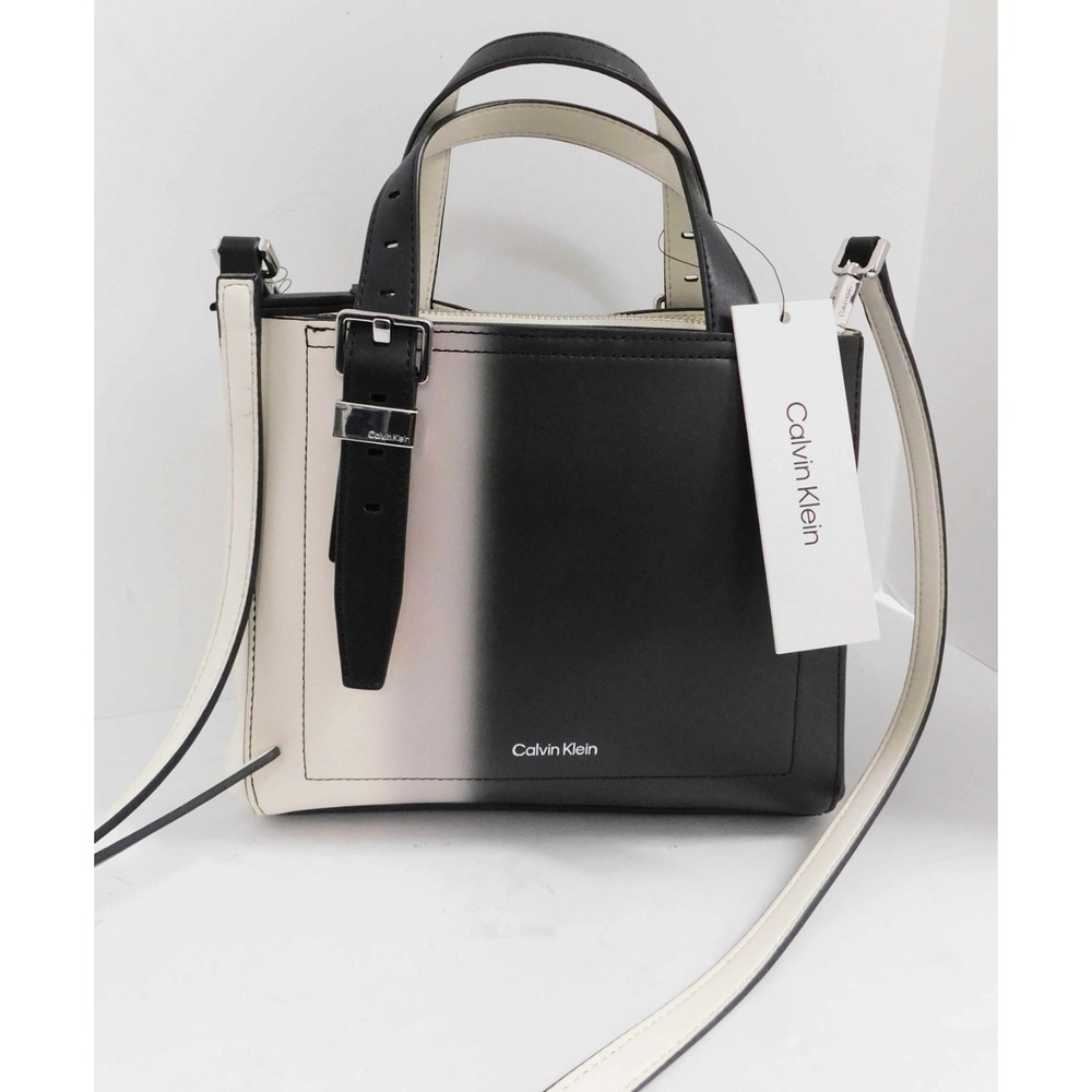 Calvin Klein Lowen Triple Compartment Crossbody, Black Multi One Size $148rt NWT